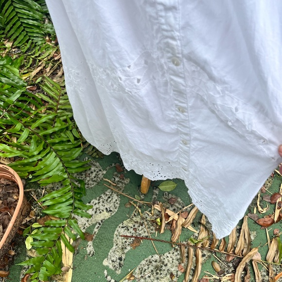 Maxi Dress 100% cotton eyelet ruffle off the shoulder - Picture 12 of 16